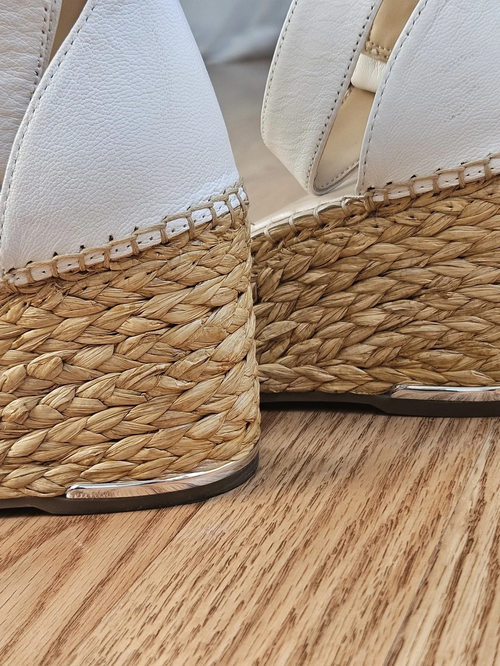 ​Franco Sarto White Leather Wedge Espadrille Sandals
